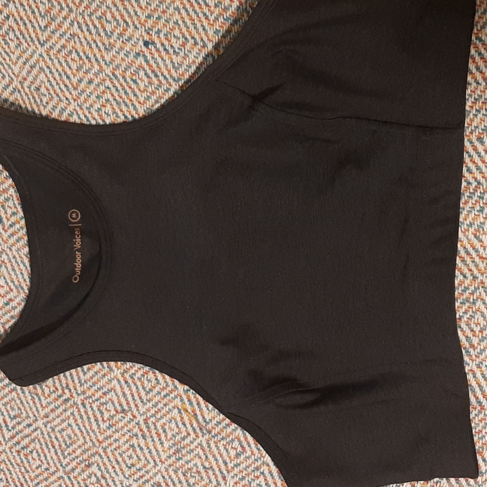 Outdoor Voices Athena Dark Black Bra / Crop Tank Top NWOT
